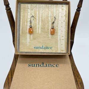 Sundance Cornelian Faceted Drop Earrings with ear wire hook. In original box